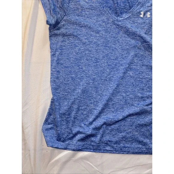 Girls Under Armour V-Neck T-Shirt Blue Marbled Sz L/XL - Picture 3 of 11